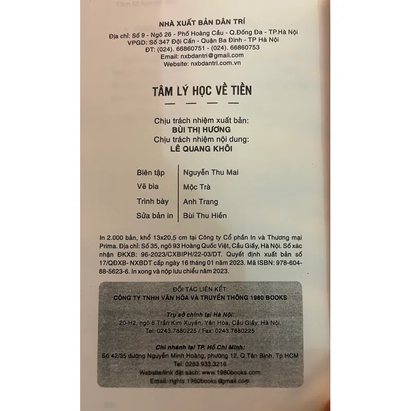 Tâm Lý Học Về Tiền - Mới 100% 697976