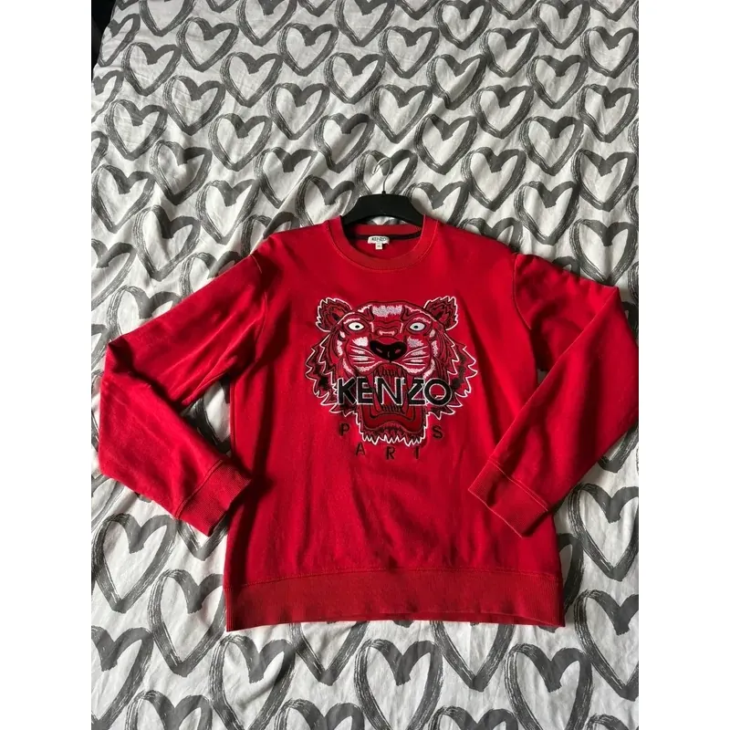 Áo sweatshirt Kenzo đỏ thêu hình đầu hổ lớn size L 757195