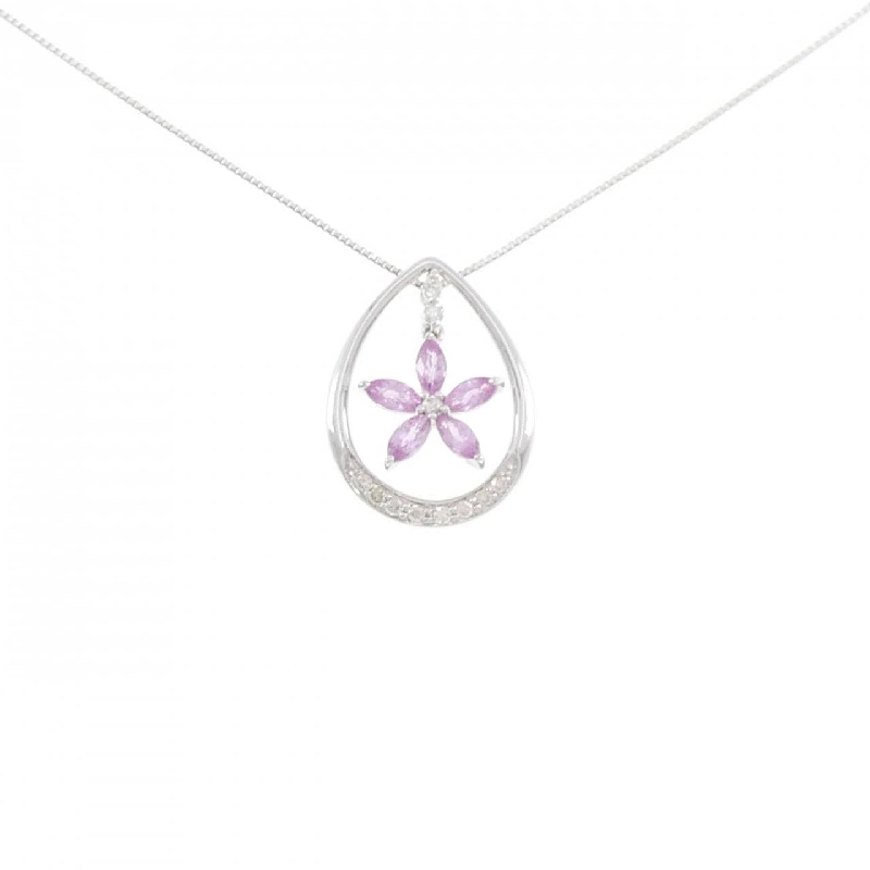 K18WG Dây chuyền hoa sapphire 0.50CT - Hàng hiệu chính hãng 861034