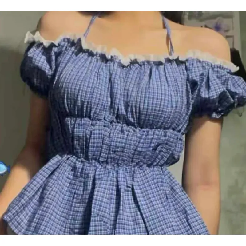 Áo trễ vai caro 786439