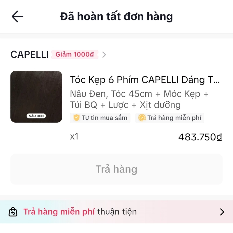 Tóc giả kẹp phím Capelli 45cm màu nâu đen new 90% 469944