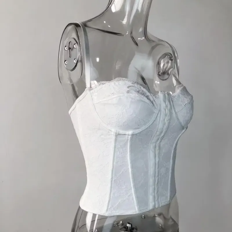 Áo corset ren ren phối ren phối dây vai mảnh màu be 758224