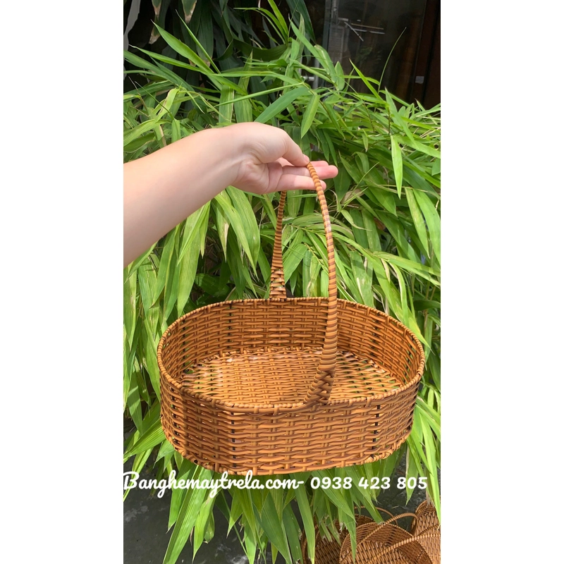 Lẵng oval nhựa giả mây đựng đồ 446578