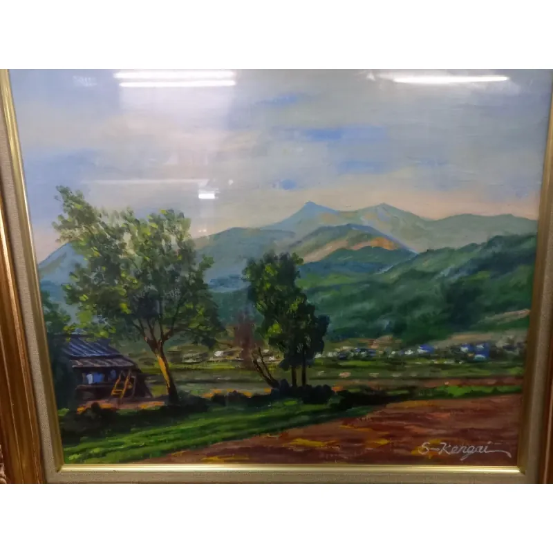 Tranh Phong cảnh Nhật Bản, Tranh sơn dầu phong cảnh núi Takai có chữ kĩ họa sĩ. Hàng sách 576337
