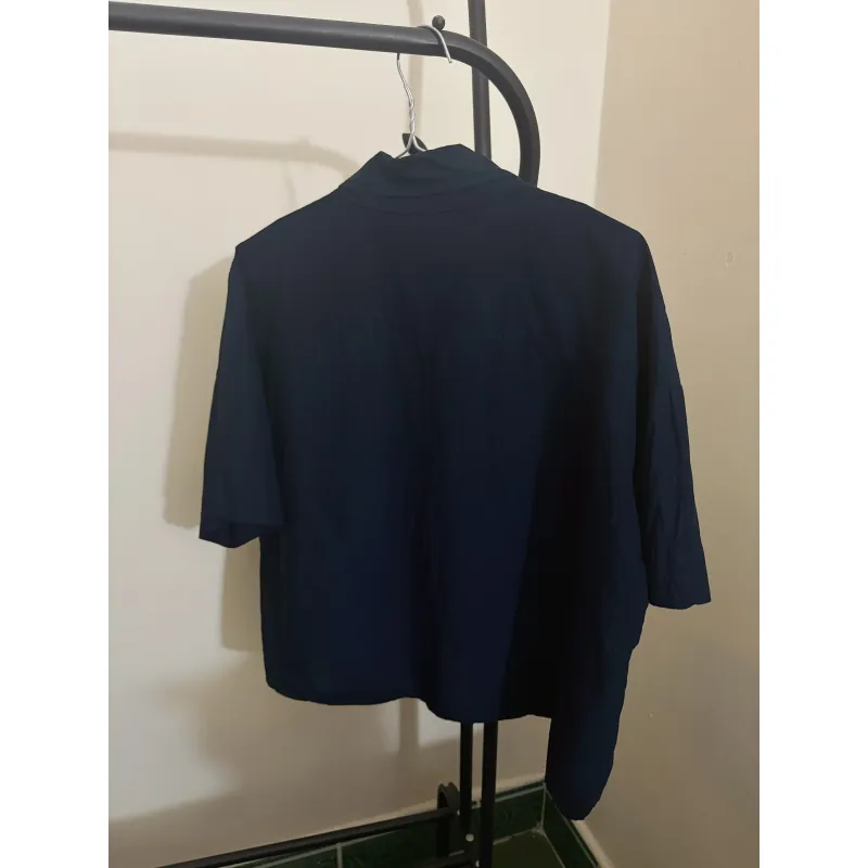 Áo sơ mi Hàn ngắn tay xanh than 791316