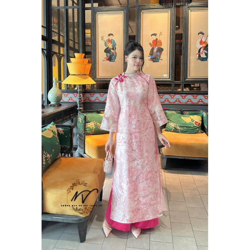 Áo dài nữ màu hồng size S 503101