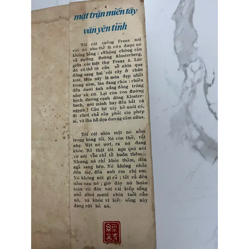 MẶT TRẬN MIỀN TÂY VẪN YÊN TĨNH – Erich Maria Remarque - nxb kinh thi 1973 991680