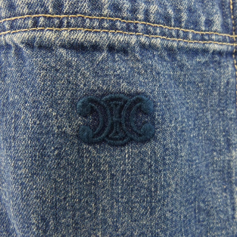 Áo sơ mi cropped denim wash đại dương liên minh CELINE 631271