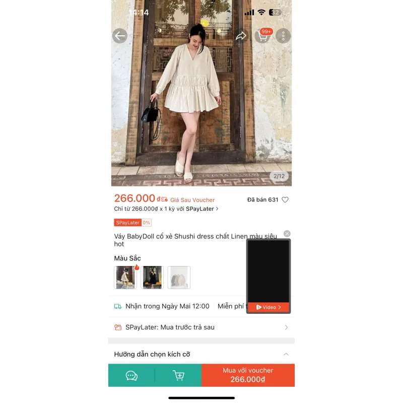 Váy baby doll linen 779064