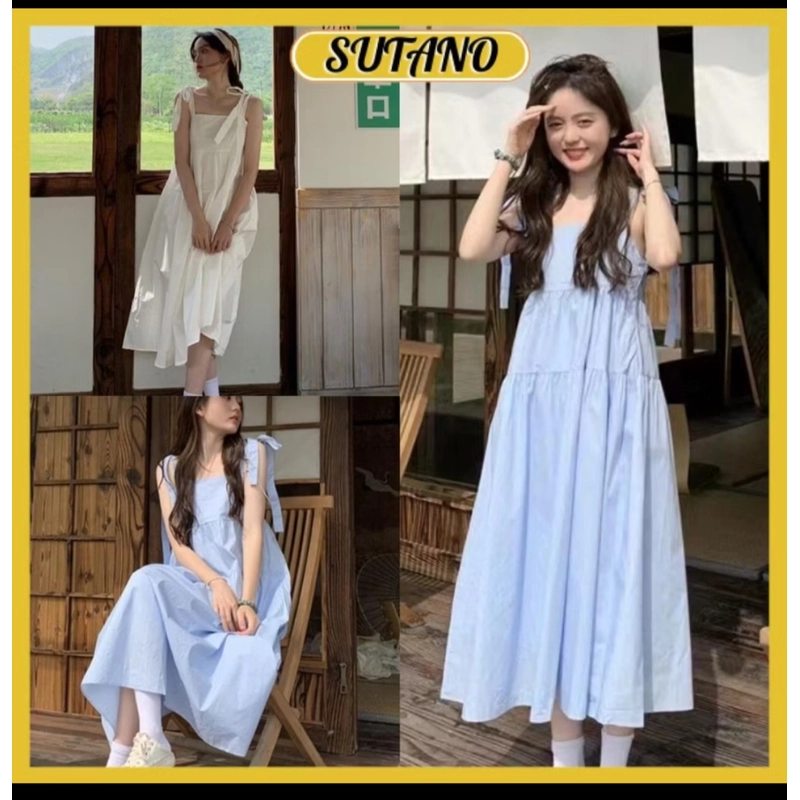 Đầm babydoll 2 dây buộc nơ kiểu dáng hàn quốc, váy maxi đi biển dáng dài duyên dáng 316580