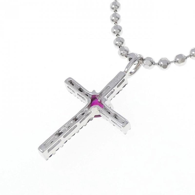 K18WG Đan Chéo × Trái Tim Ruby Dây Chuyền 0.23CT - Hàng hiệu Chính hãng 858007