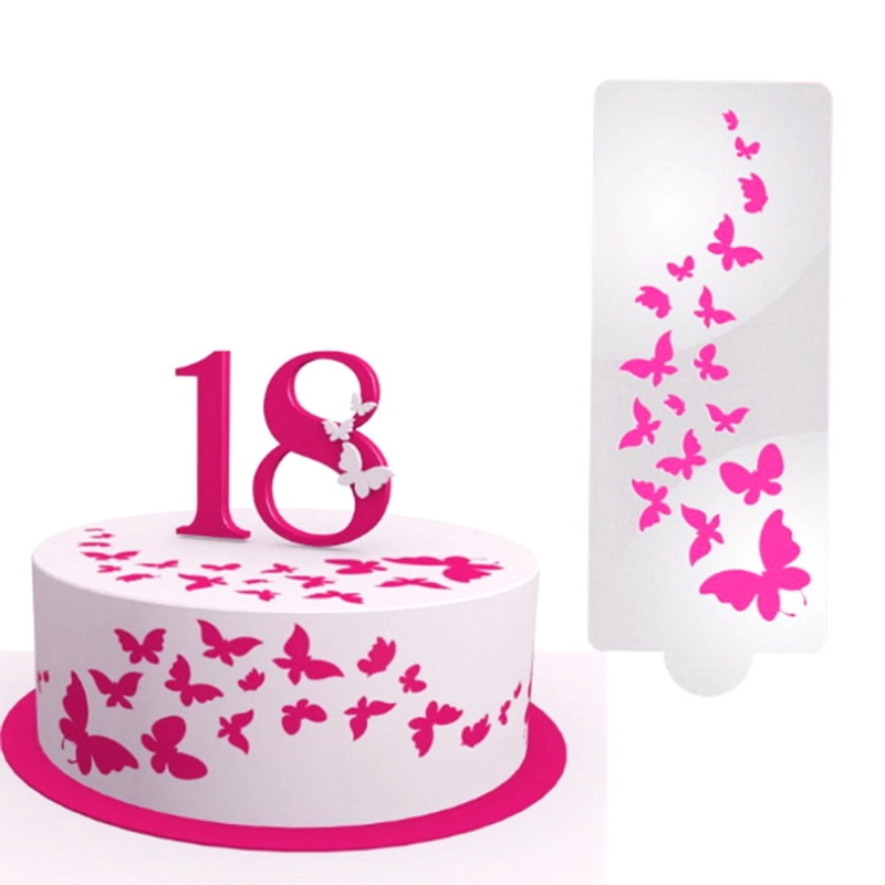 Khuôn Stencil rắc bột trang trí bánh, làm viền rau câu, fondant bươm bướm - Mã số 1243 338694
