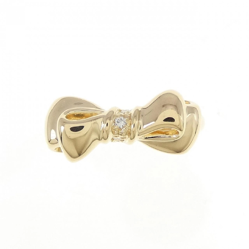 Nhẫn kim cương K18YG hình ruy băng 671412