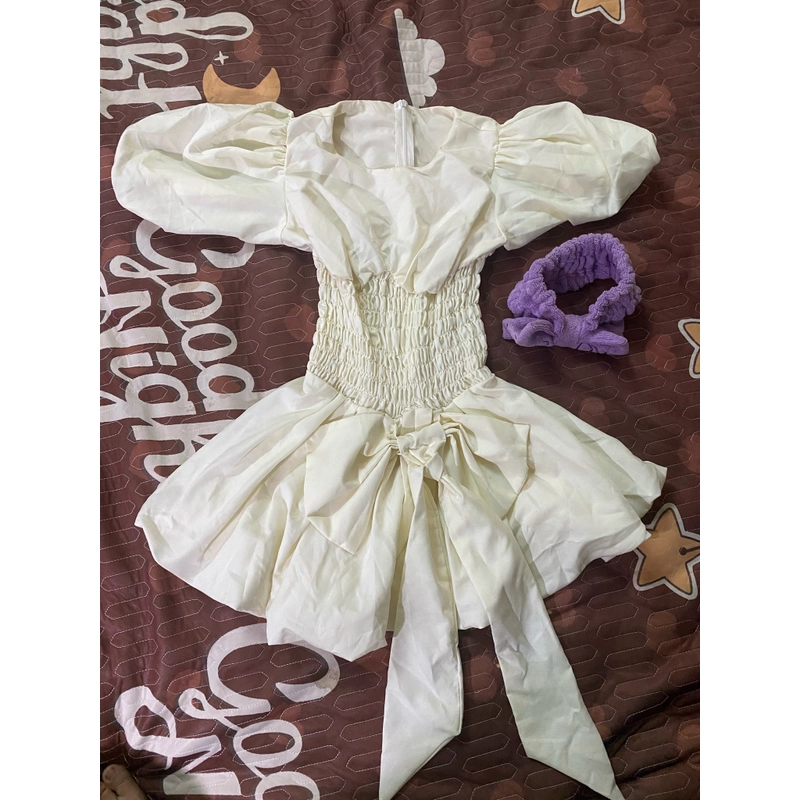 Đầm thô tay bồng bo chun  446505