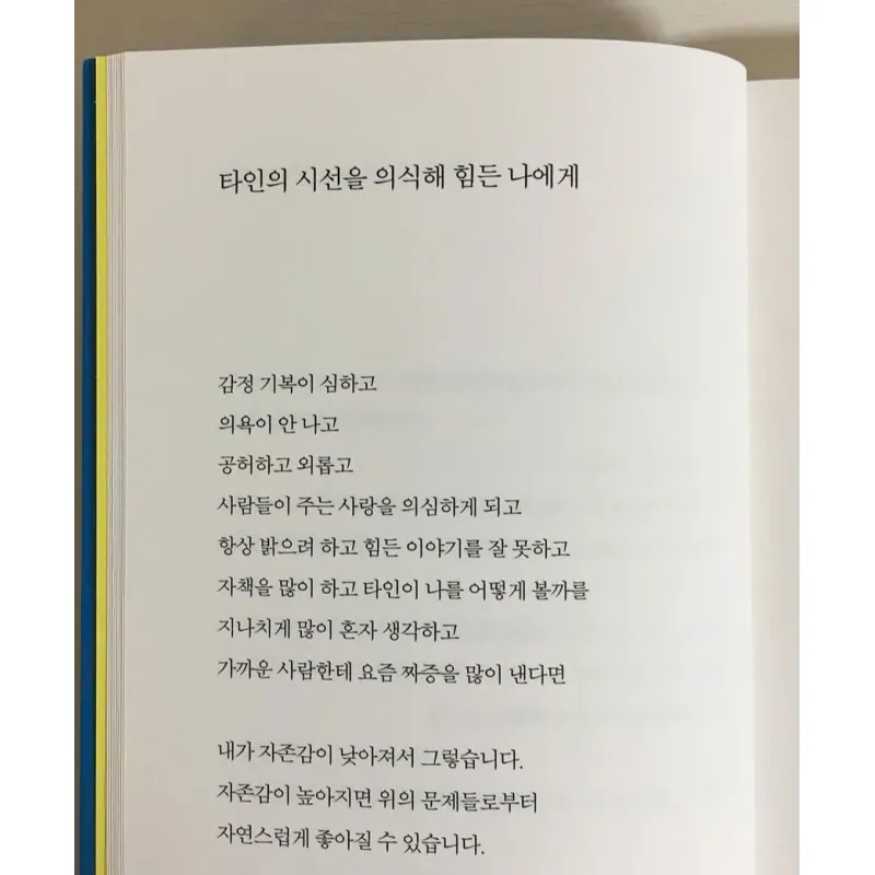 Gửi bạn, người đang mệt mỏi vì quá để ý đến cái nhìn của người khác  타인의 시선을 의식해 힘든 나에게 796406