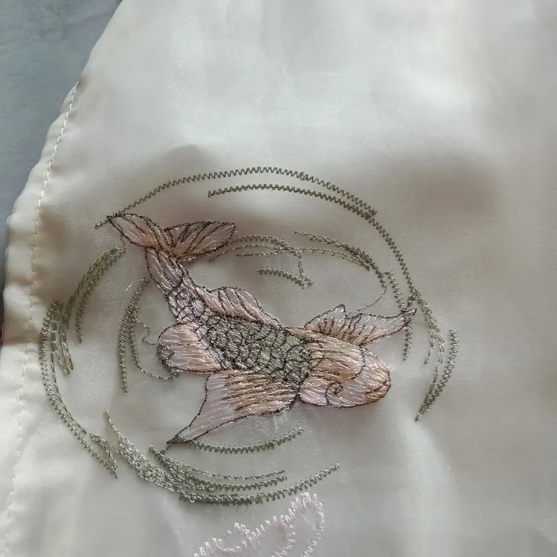 Áo dài thêu kem quần lụa  1024462