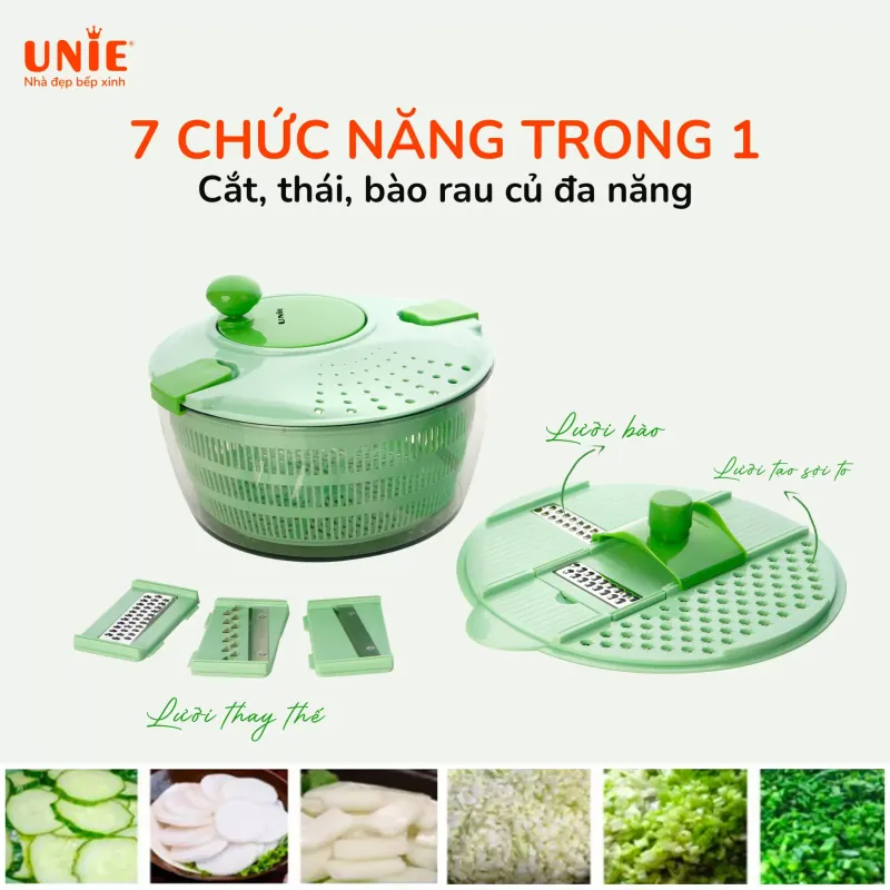 Bộ dụng cụ quay vắt đa năng Unie US4000M dung tích 4L, 7in1 cắt-thái-bào 957064
