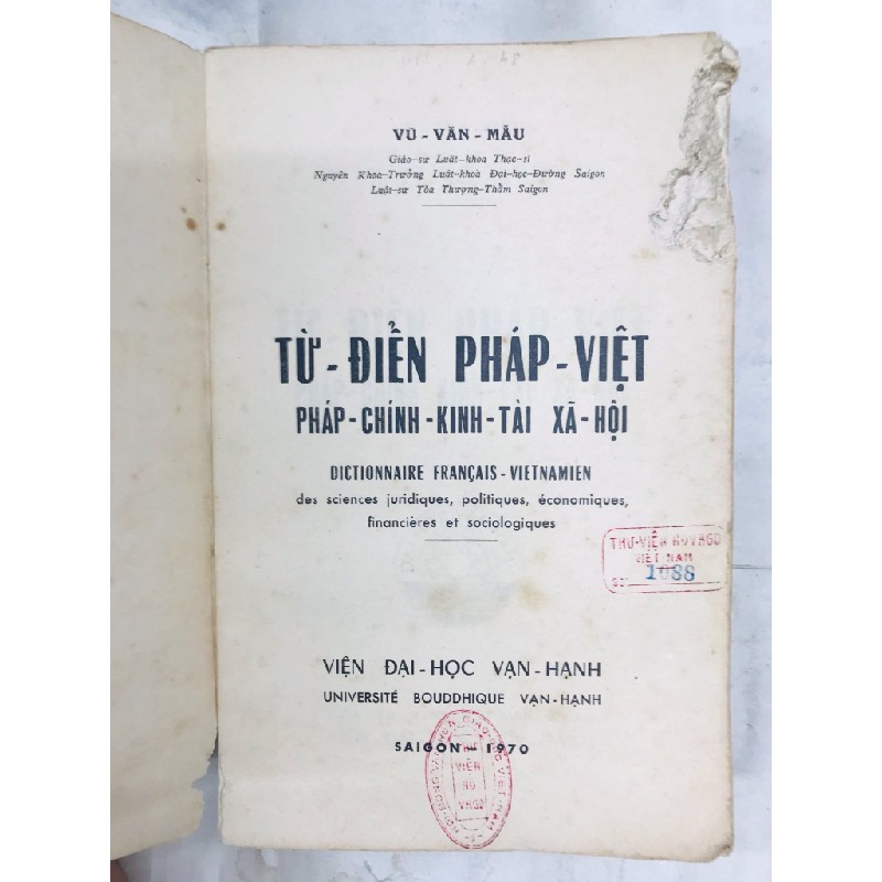 Từ điển pháp - việt  pháp chính kinh tài xã hội - Vũ Văn Mẫu 127633