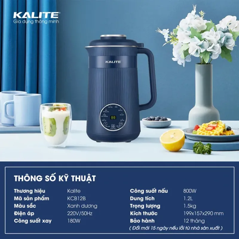 Máy làm sữa hạt mini KALITE KCB12B 1,2l MÀU XANH CHĨNH HÃNG MỚI 100% 574482