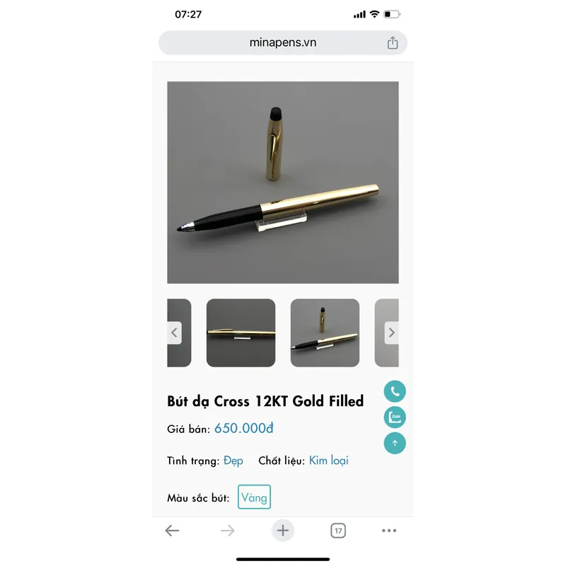 Bút cross mạ vàng 14k  607863