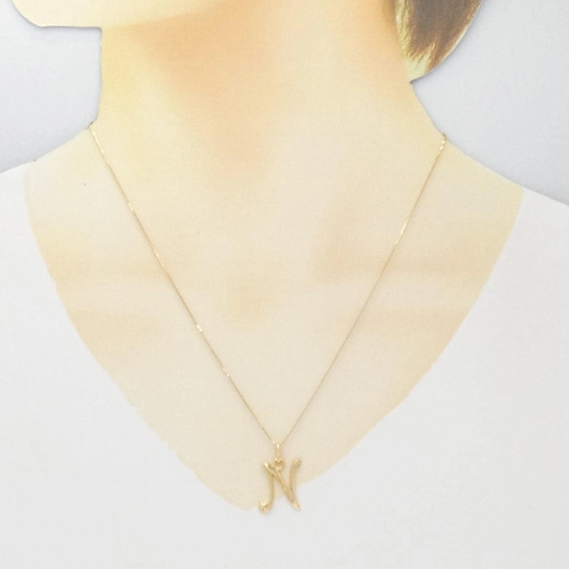 K18YG Chữ cái N Dây chuyền - Hàng hiệu Chính hãng 861794