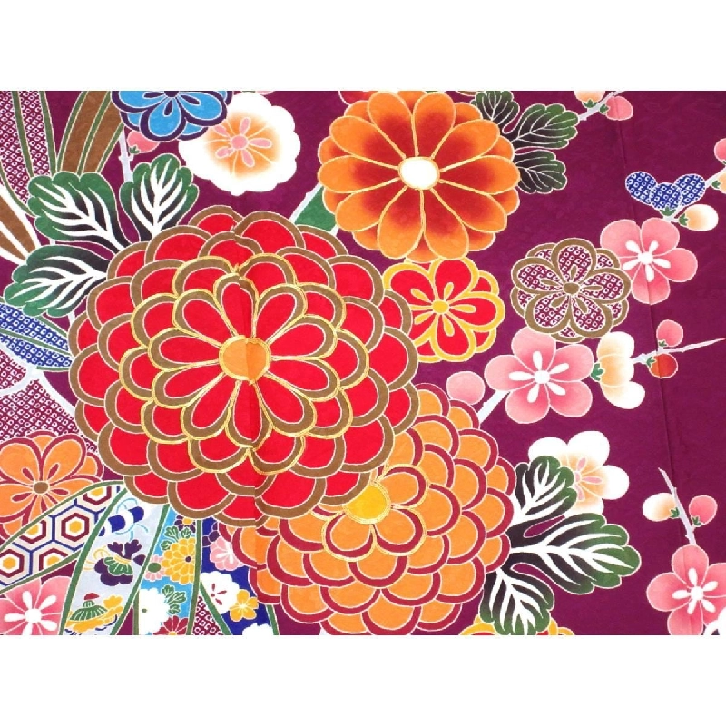 Áo kimono tay dài với thêu chế tác Yūzen - Hàng hiệu Authentic 878143