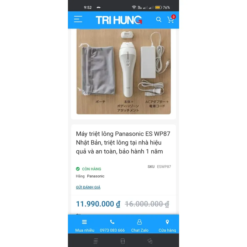 Máy triệt lông Panasonic ES WP87 576378
