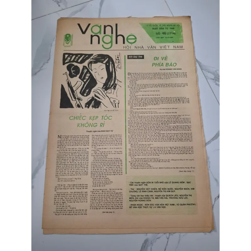 Báo Văn Nghệ Số 46 (14-11-1992) - Đinh Duy Tự, Hoàng Văn Bảng - Báo chí 960368