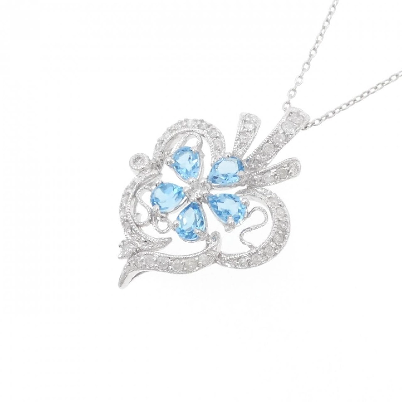 K18WG Hoa Xanh Topaz Dây Chuyền 0.80CT - Hàng hiệu Chính hãng 863017