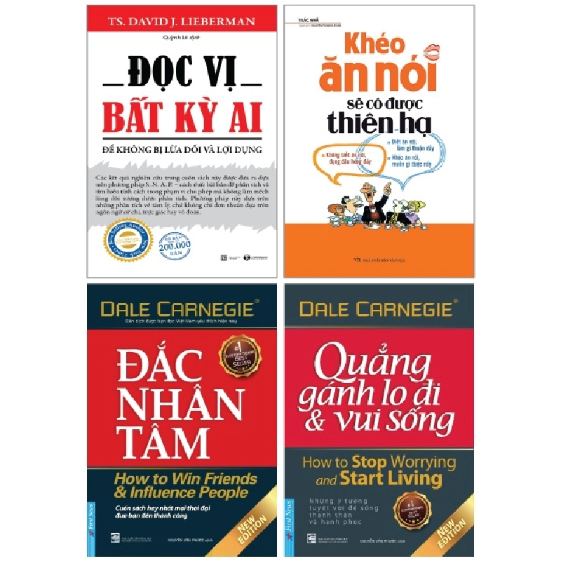 Combo Sách Đọc Vị Bất Kỳ Ai + Khéo Ăn Nói Sẽ Có Được Thiên Hạ + Đắc Nhân Tâm + Quẳng Gánh Lo Đi Và Vui Sống (Bộ 4 Cuốn) - TS David J Lieberman, Trác Nhã, Dale Carnegie 743420