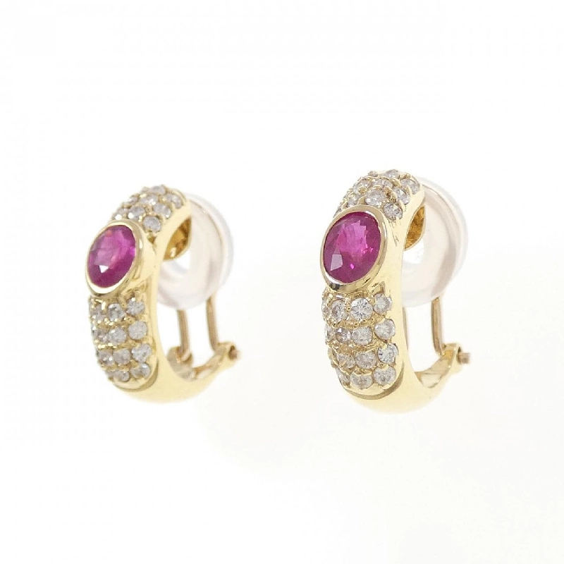 K18YG Bông tai Ruby 0.80CT - Hàng hiệu Chính hãng 870490