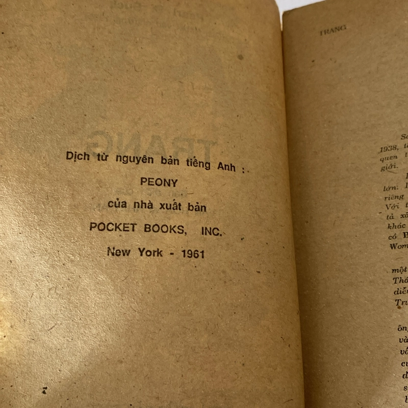 TRANG, PEARL BUCK, GIẢI NOBEL VĂN CHƯƠNG 1938 (XB 1989) 507120