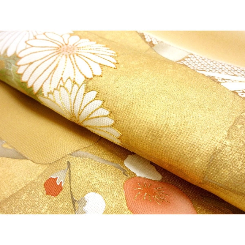 Áo kimono màu sắc lưu giữ, chế tác vàng bạnzen, thêu hình kiếm片喰 - Hàng hiệu Authentic 877950