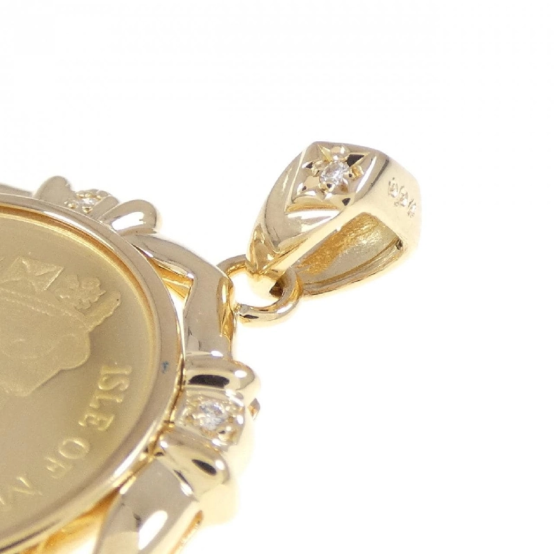 K18YG(枠) Dây chuyền đồng xu kim cương 0.04CT - Hàng hiệu Chính hãng 871357