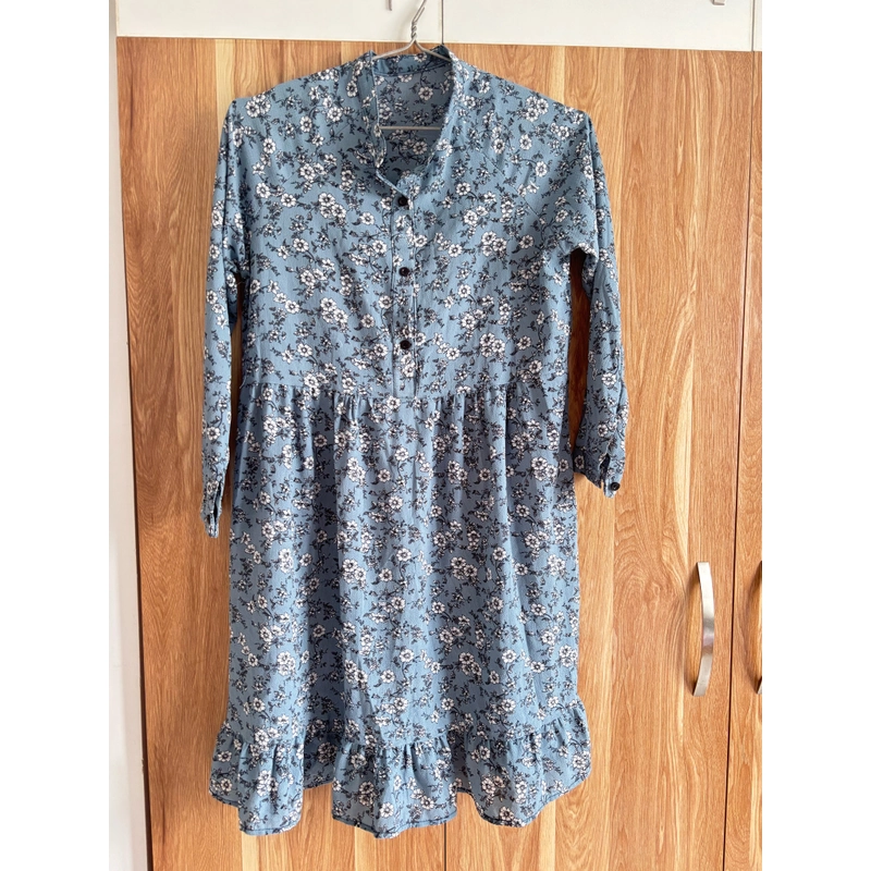 Váy  dạo phố, hoa xanh đen, size XL 462658