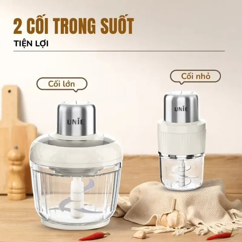 Máy xay thịt UNIE UM366 – 2 cối xay thủy tinh cao cấp, an toàn sức khỏe 573225