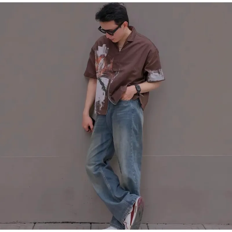 Quần jeans nam baggy màu xanh nhạt kiểu dáng thoải mái 1032384