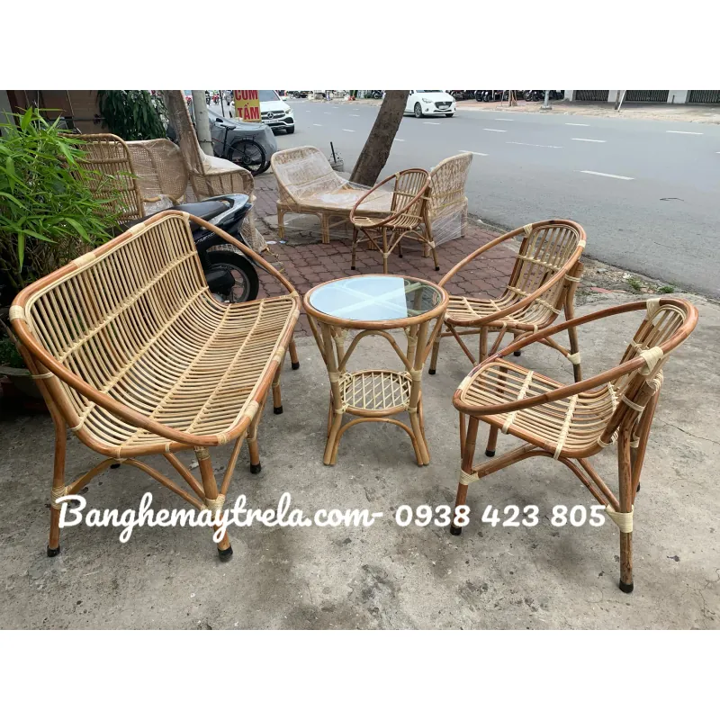 Bàn ghế sò mây nhựa giá rẻ nhỏ gọn 695658