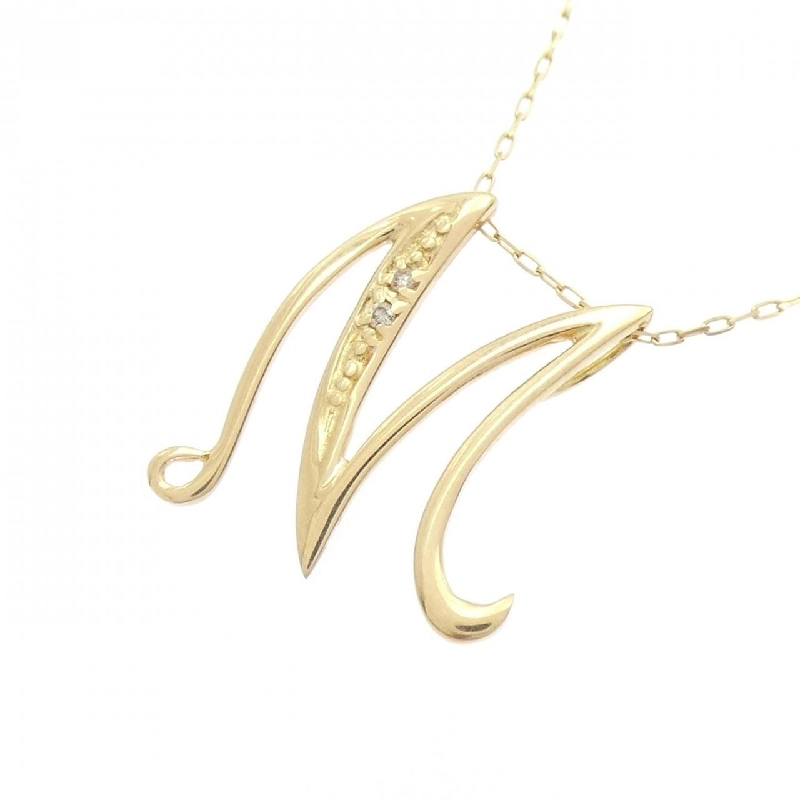 K18YG Chữ cái M Dây chuyền kim cương 0.01CT - Hàng hiệu Chính hãng 856918