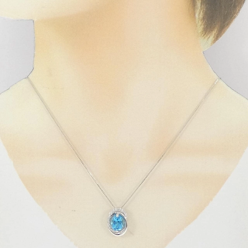K18WG Blue Topaz Necklace - Hàng hiệu Authentic 859917
