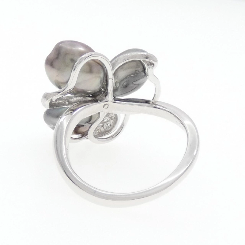 Nhẫn ngọc trai đen hoa K18WG - Hàng hiệu Authentic 853431