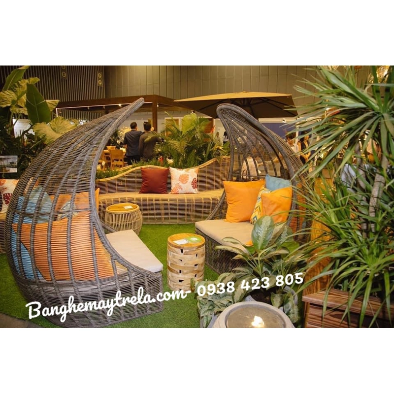 Bàn ghế chụp hình ngoài trời nhựa giả mây 454985