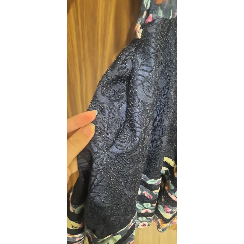 Váy thiết kế size M tông xanh kết hợp gấm và hoa trẻ trung 664292