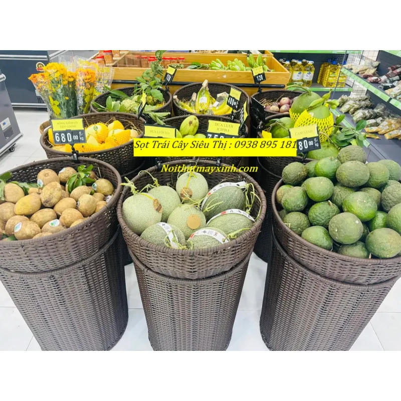 Giỏ mây trưng bày trái cây siêu thị cao 60 674842