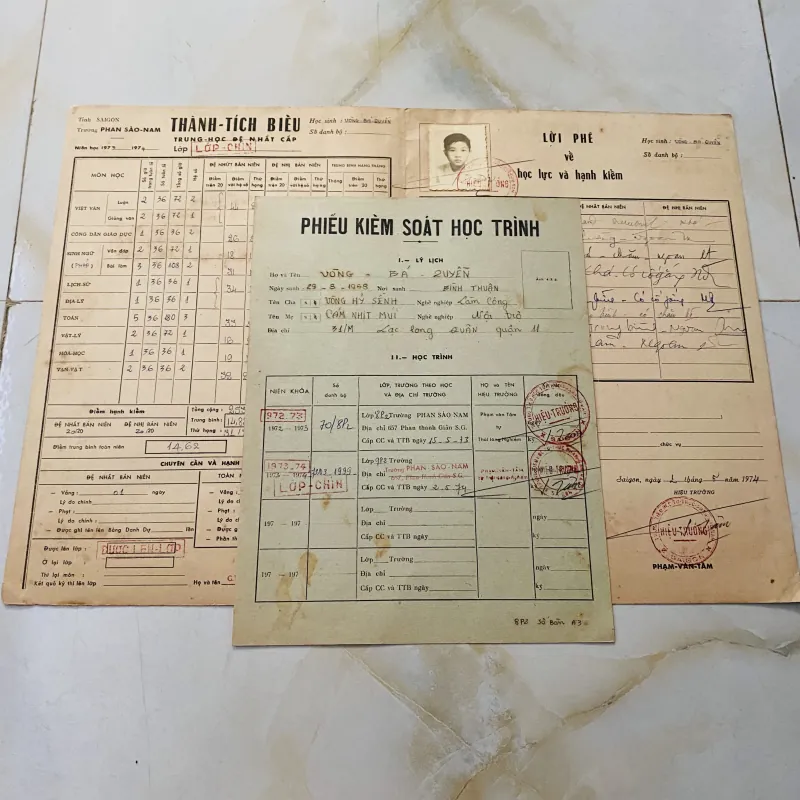 Bộ thành tích biểu xưa nam sinh Trung học tư thục Phan Sào Nam và Phan Chu Trinh Biên Hoà 1013154
