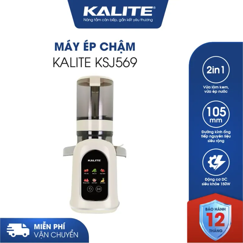 Máy ép chậm Kalite KSJ569 ép kiệt bã 99% không sinh nhiệt tích hợp làm kem 572353