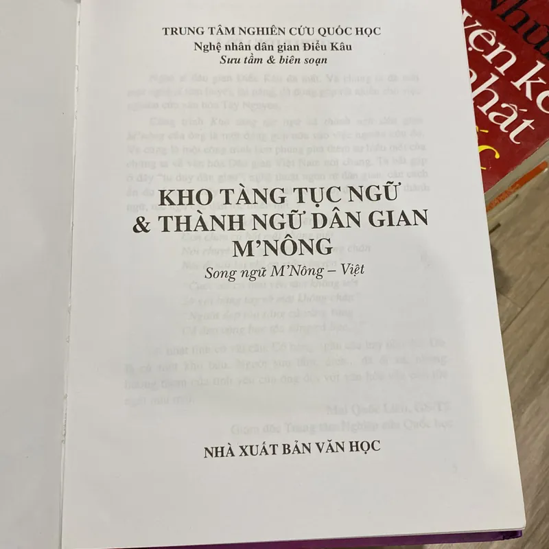 KHO TÀNG TỤC NGỮ & THÀNH NGỮ DÂN GIAN M'NÔNG, Song ngữ M'Nông - Việt, bìa cứng (XB 2010) 697732