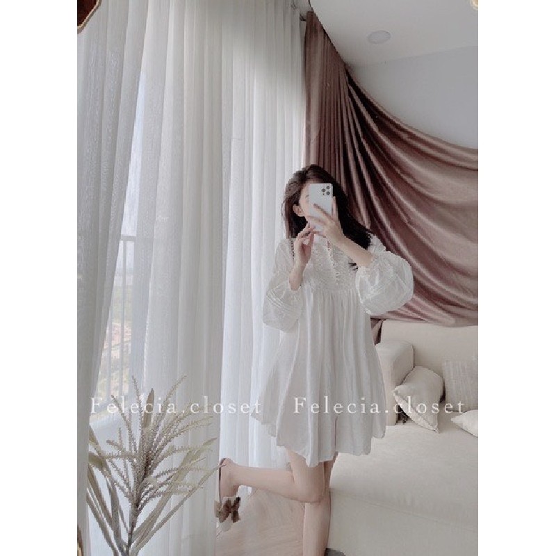 Đầm babydoll trắng dễ thương cá tính 8878