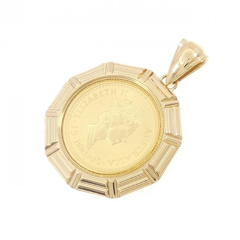 K18YG(枠) Mặt dây chuyền đồng xu - Hàng hiệu Chính hãng 870741