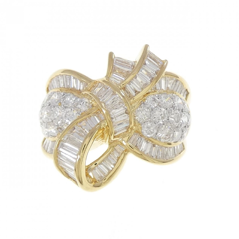 Nhẫn kim cương ruy băng K18YG/K18WG 2.96CT - Hàng hiệu Authentic 848994